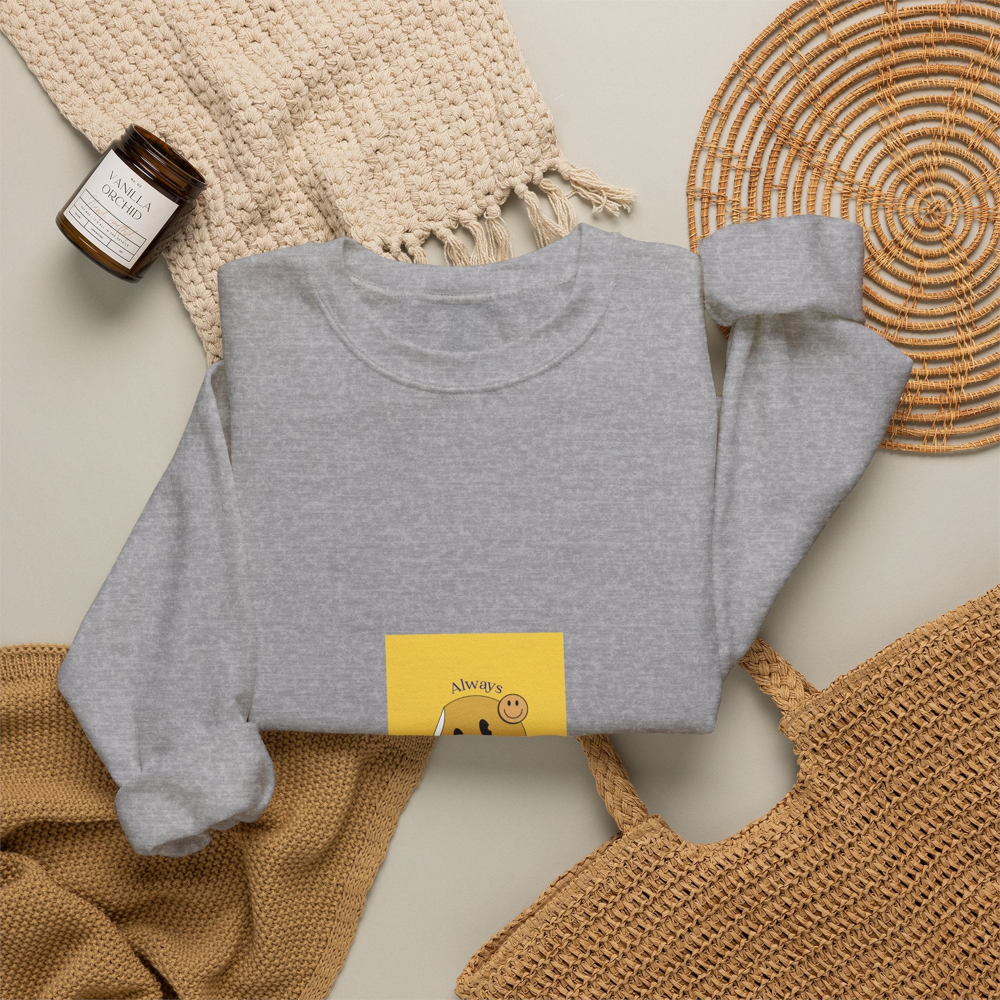 Smile Sunshine Crewneck Sweatshirt — Retro Smiley Face Graphic