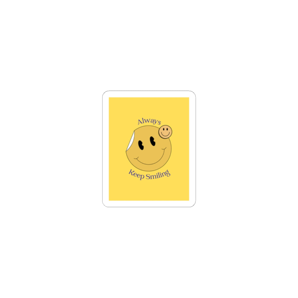 Smile Sticker — "Always Keep Smiling" Yellow Smiley Kiss-Cut Decal