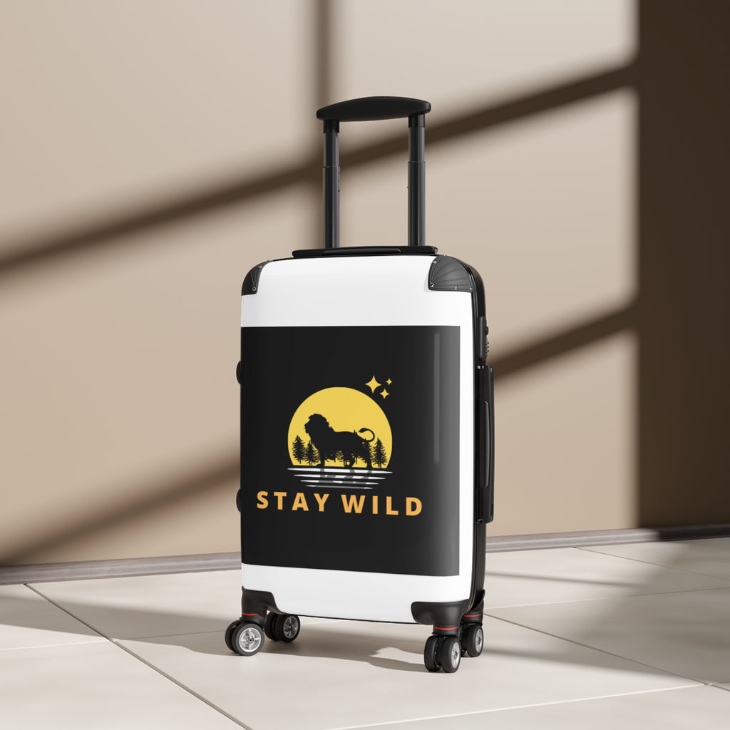 Stay Wild Suitcase - Lion Silhouette Travel Carry-On with Adventure Graphic