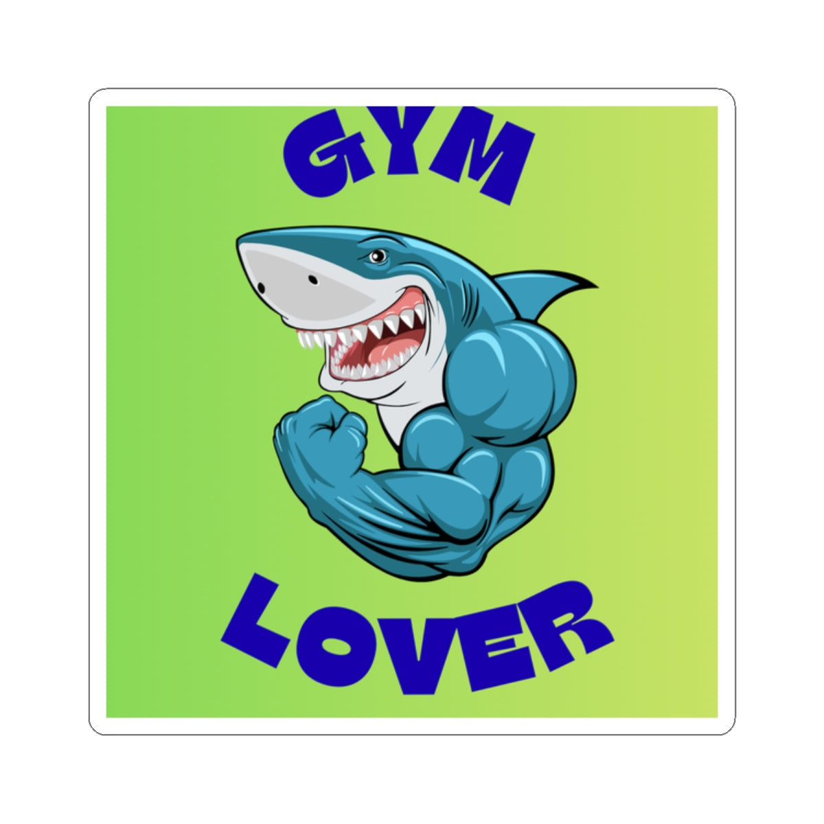 Gym Lover Sticker — Muscular Shark Kiss-Cut Vinyl Sticker