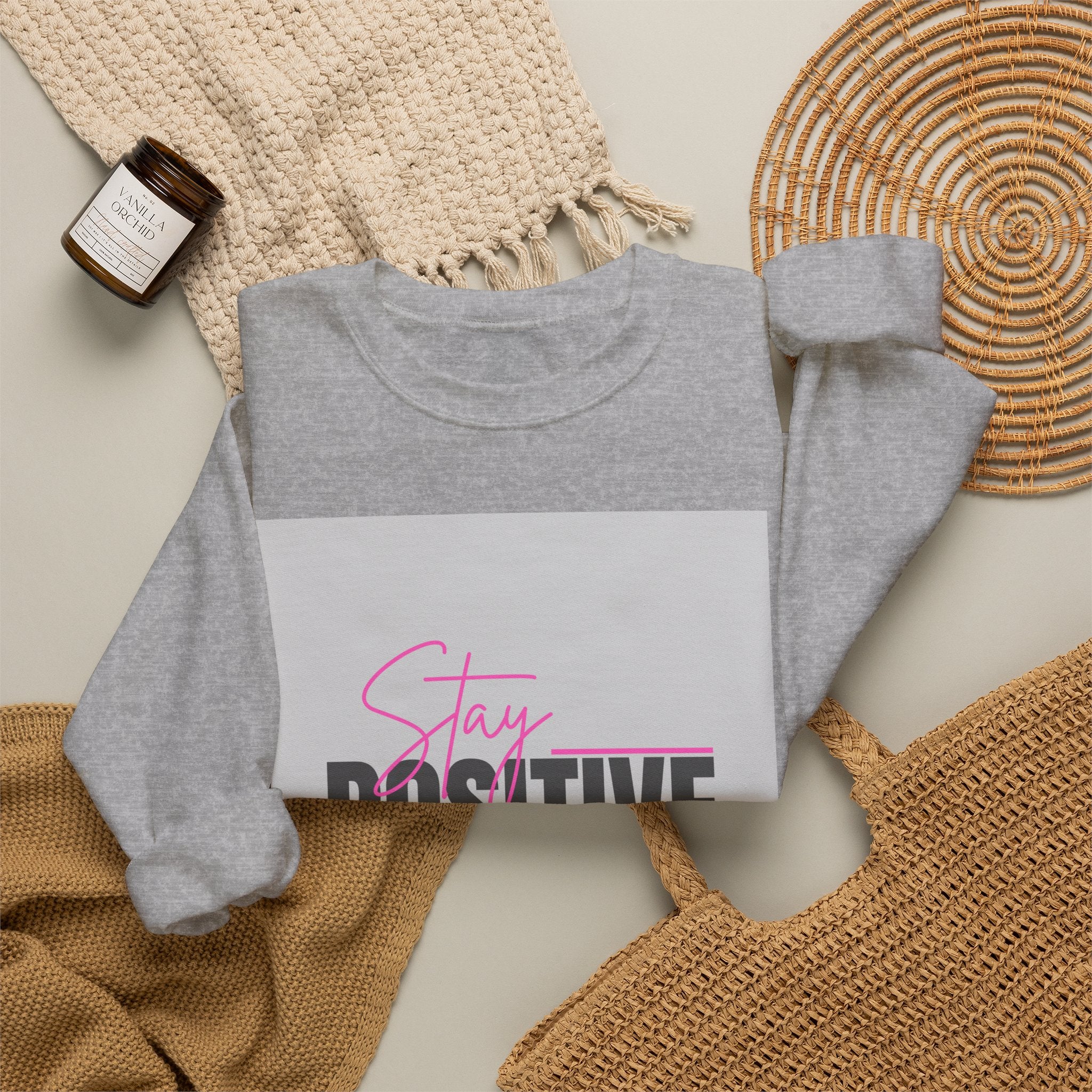 Stay Positive Crewneck Sweatshirt — Inspirational Graphic Sweatshirt