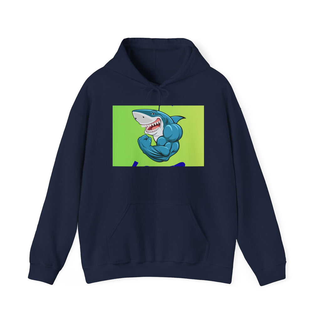 Muscular Shark Hoodie – Funny Cartoon Shark Graphic Sweatshirt
