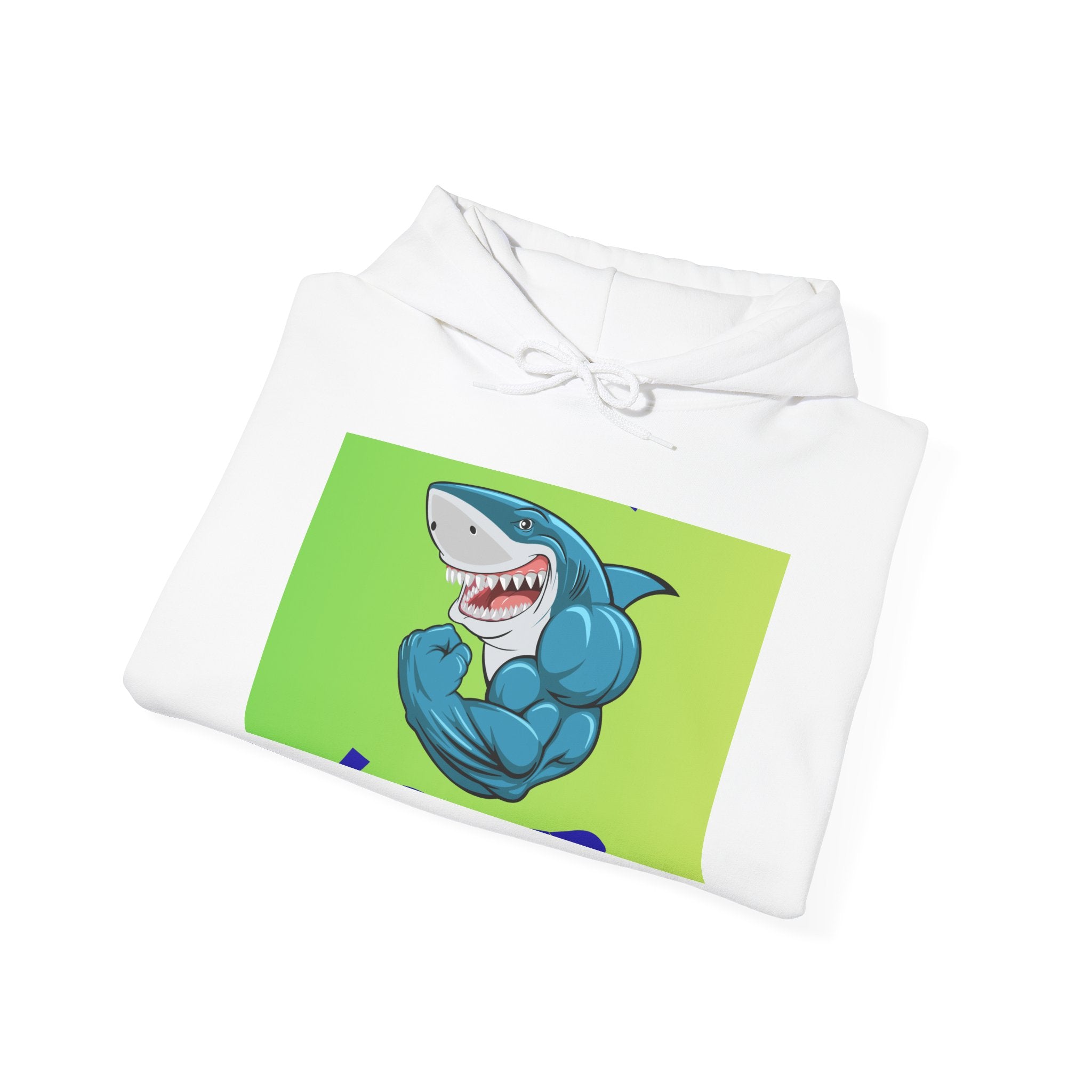 Muscular Shark Hoodie – Funny Cartoon Shark Graphic Sweatshirt