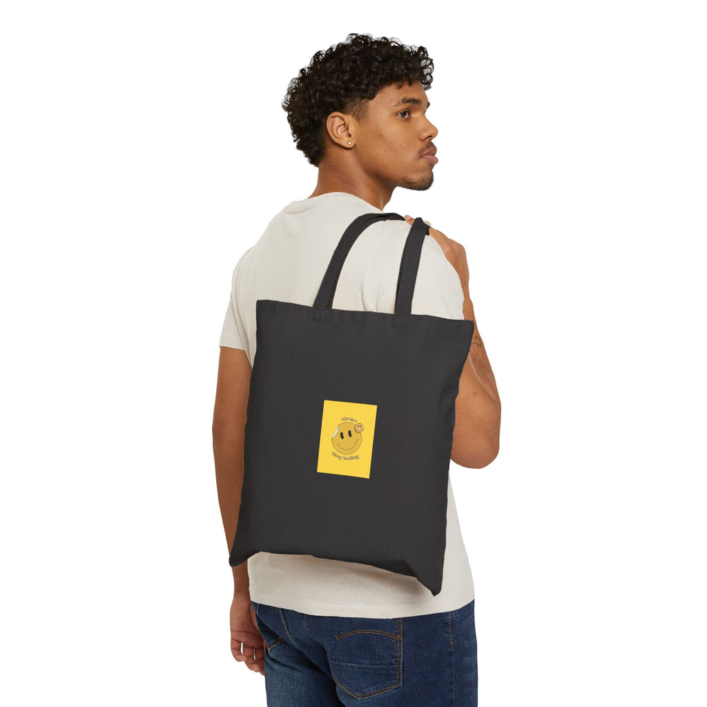 Smiley Plant Tote Bag – "Grow With Love" Canvas Tote