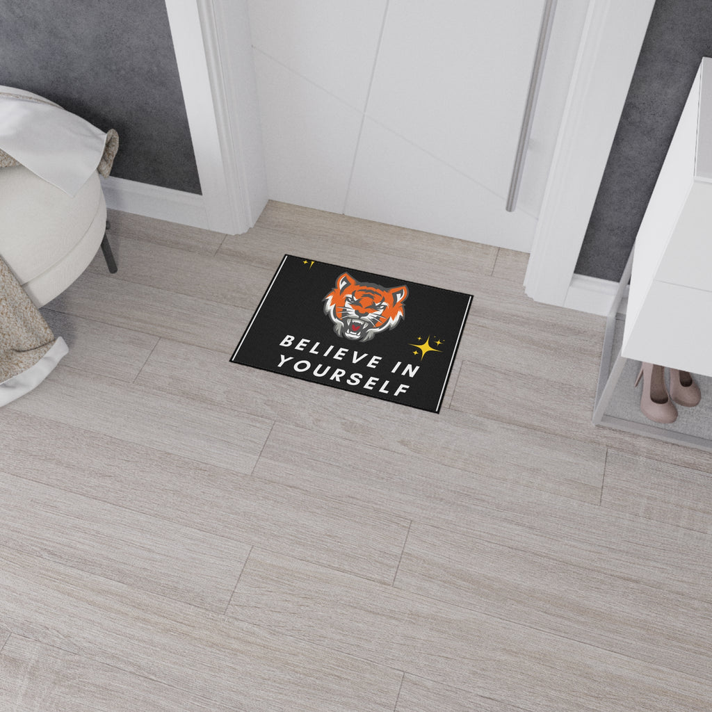 Believe In Yourself Tiger Floor Mat — Motivational Entry Rug