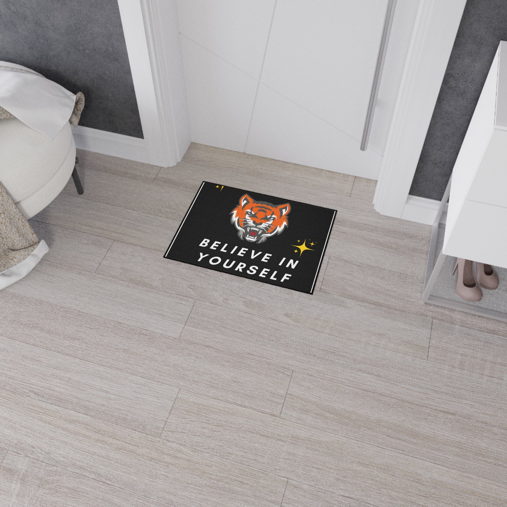 Believe In Yourself Tiger Floor Mat — Motivational Entry Rug