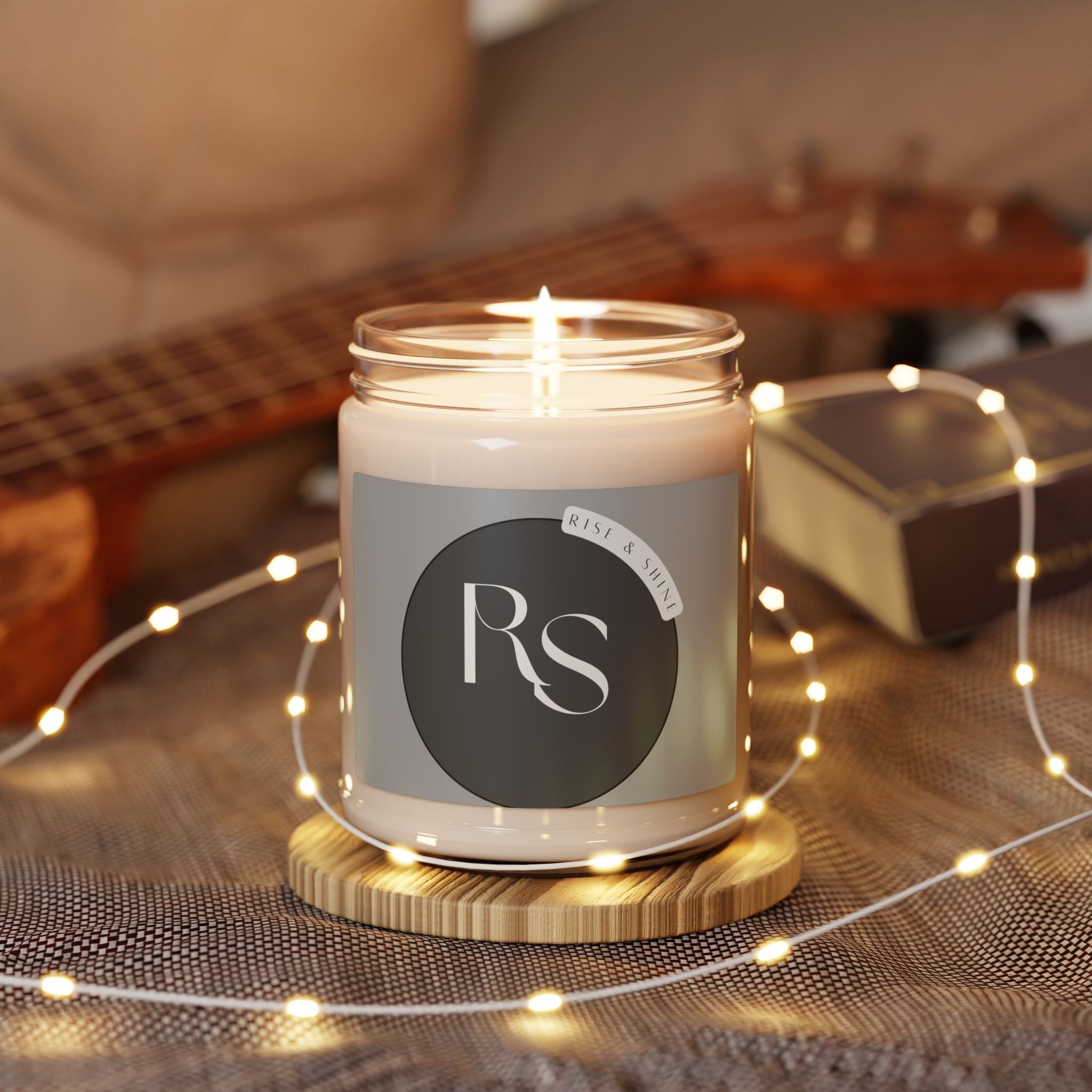 Soy Candle 9oz — Elegant 'RS' Monogram Scented Jar Candle (Aromatherapy Gift)