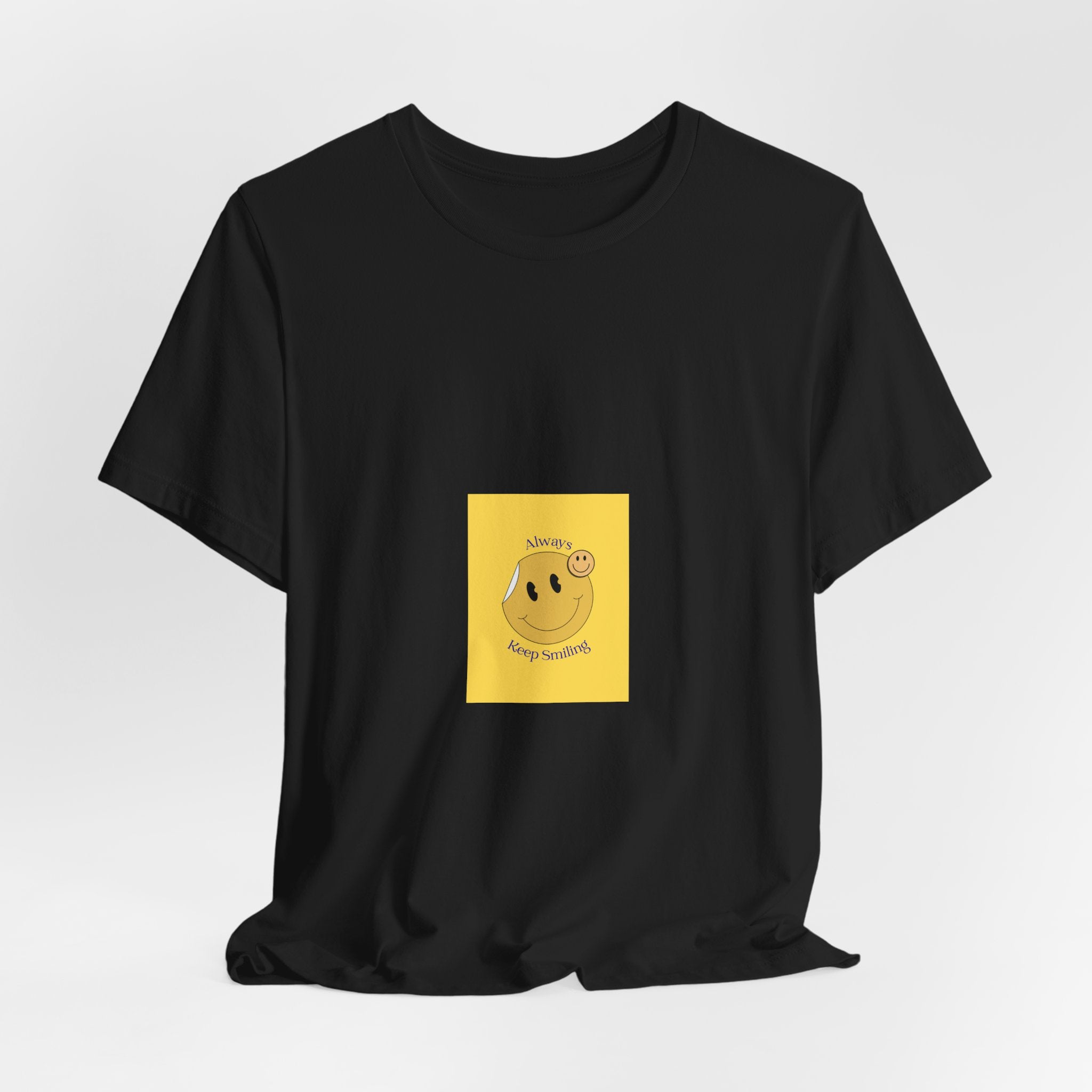 Smiley Bagel Tee — Cute ‘Always Happy’ Yellow Snack Graphic T-Shirt