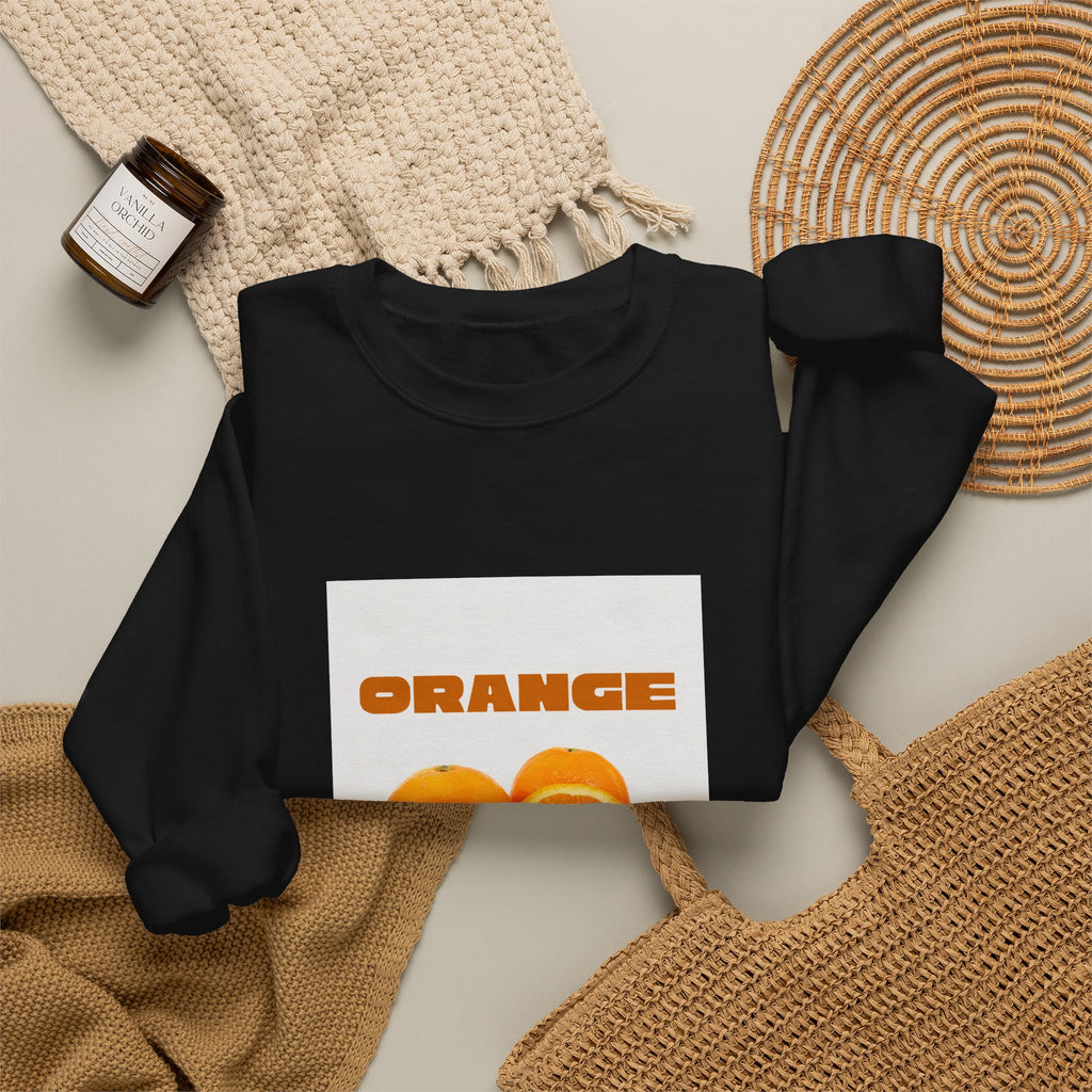 Orange Fruit Graphic Sweatshirt — "ORANGE" Retro Citrus Crewneck