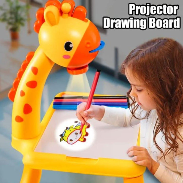 3-in-1 Kids LED Projection Drawing Board (Yellow)