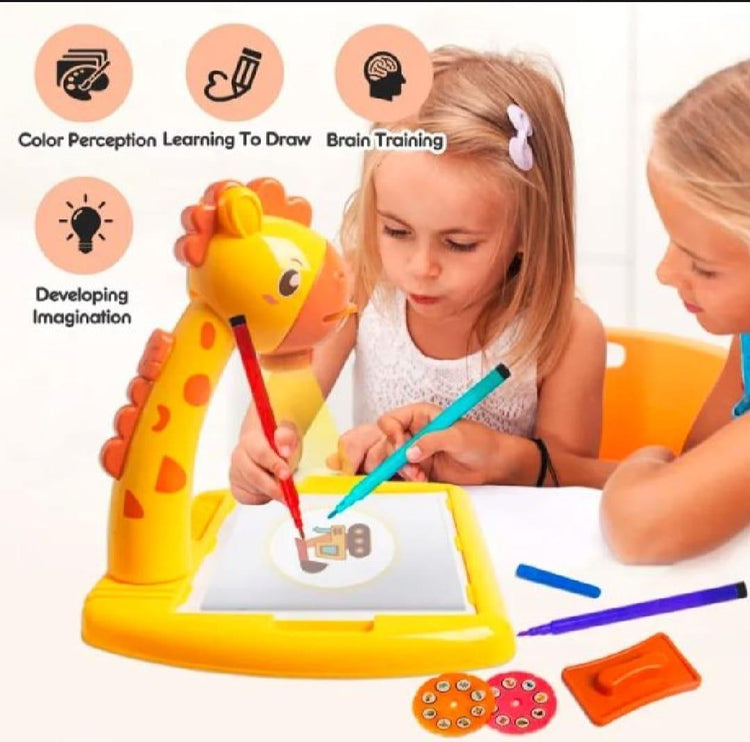 3-in-1 Kids LED Projection Drawing Board (Yellow)