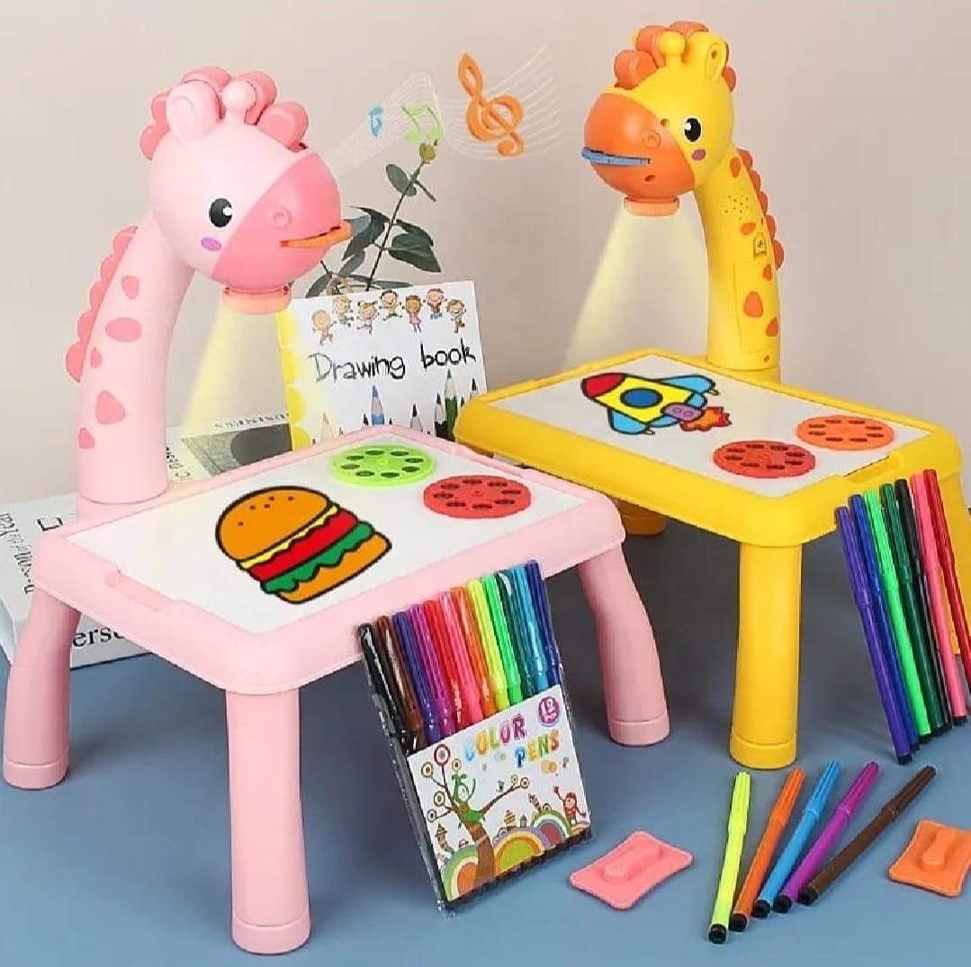 3-in-1 Kids LED Projection Drawing Board (Yellow)
