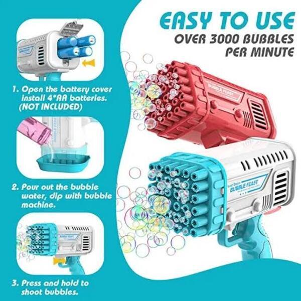 36-Nozzle Automatic Electric Bubble Machine Toy for Kids