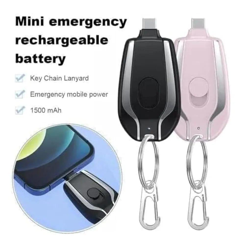 Ultra-Compact Fast Charging Keychain Battery Pack — Great for emphasizing its lightweight, key-ring convenience and performance