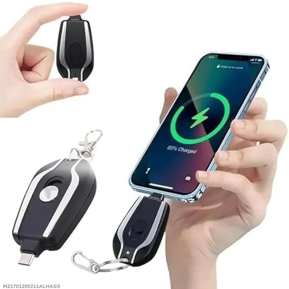 Ultra-Compact Fast Charging Keychain Battery Pack — Great for emphasizing its lightweight, key-ring convenience and performance