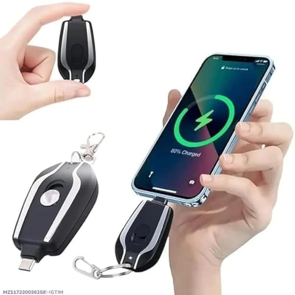 Ultra-Compact Fast Charging Keychain Battery Pack — Great for emphasizing its lightweight, key-ring convenience and performance