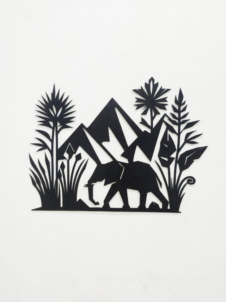 3D Black Elephant Forest Wooden Wall Decor | Modern Home Art
