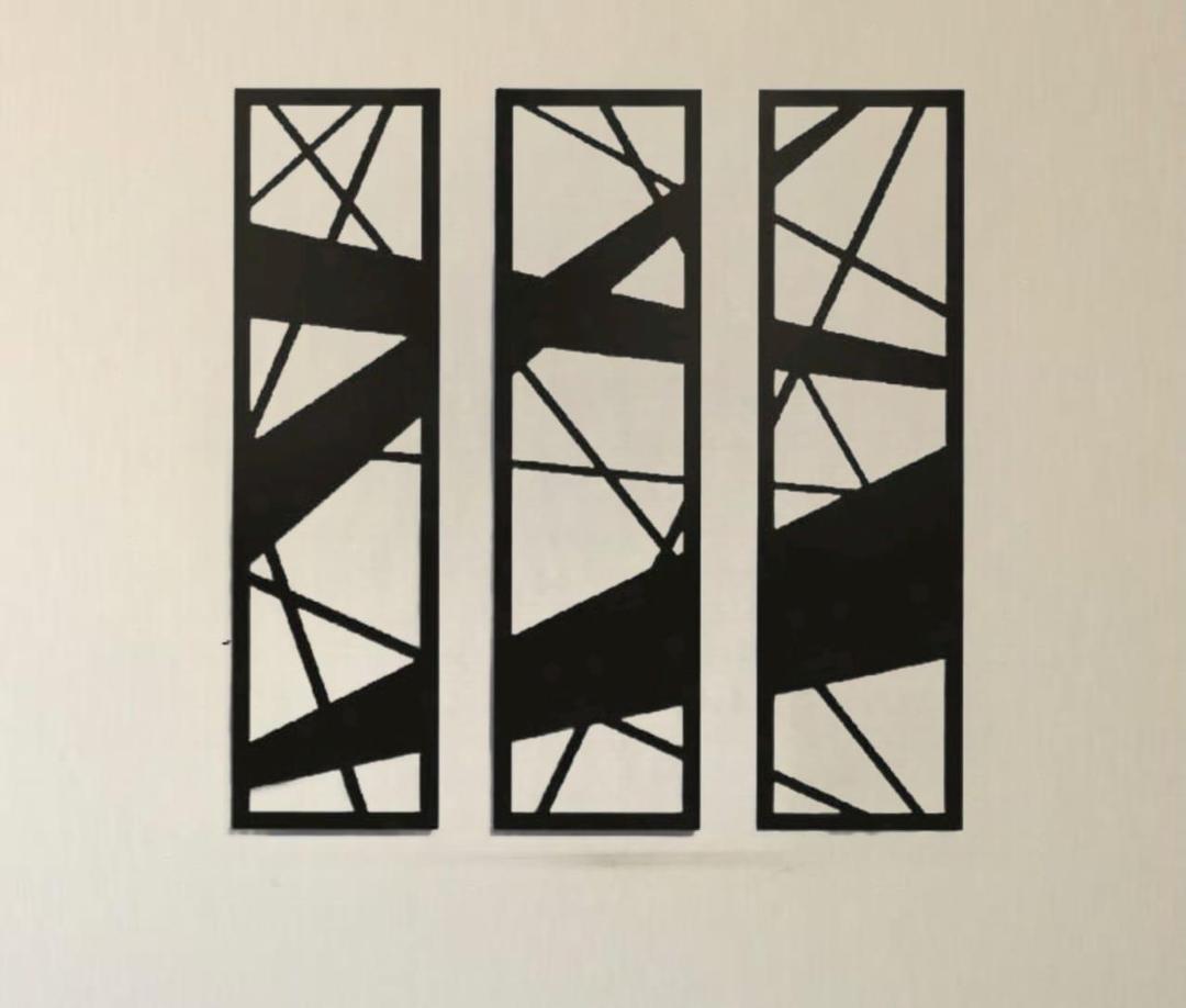 Black Laser Cut Abstract Wall Art Set of 3 Panels