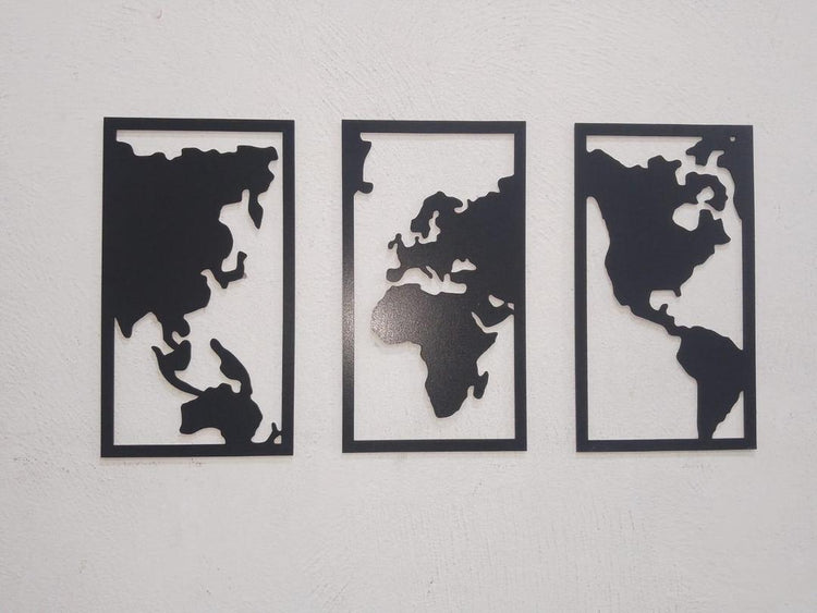 3D Wooden World Map Wall Art Set Modern Stylish