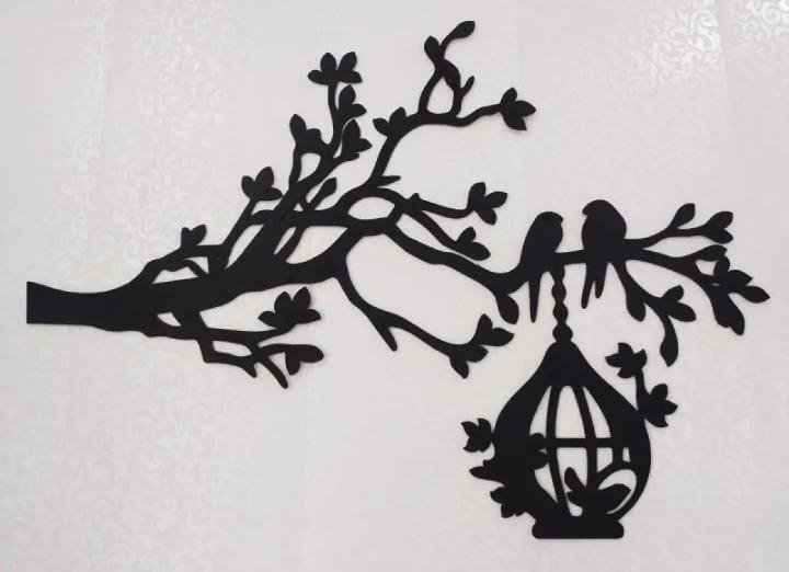 3D Wooden Wall Art Black Tree Birds Nest 30