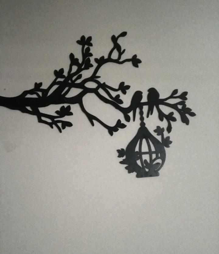 3D Wooden Wall Art Black Tree Birds Nest 30