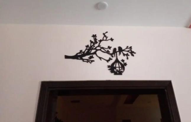 3D Wooden Wall Art Black Tree Birds Nest 30