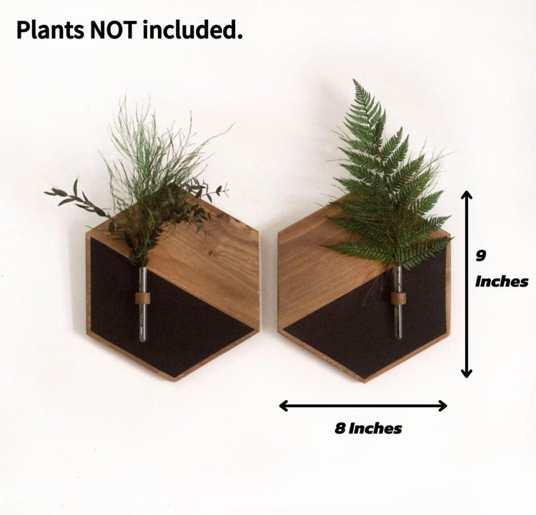 Modern Black & Brown MDF Wood Wall Planters Home Decor