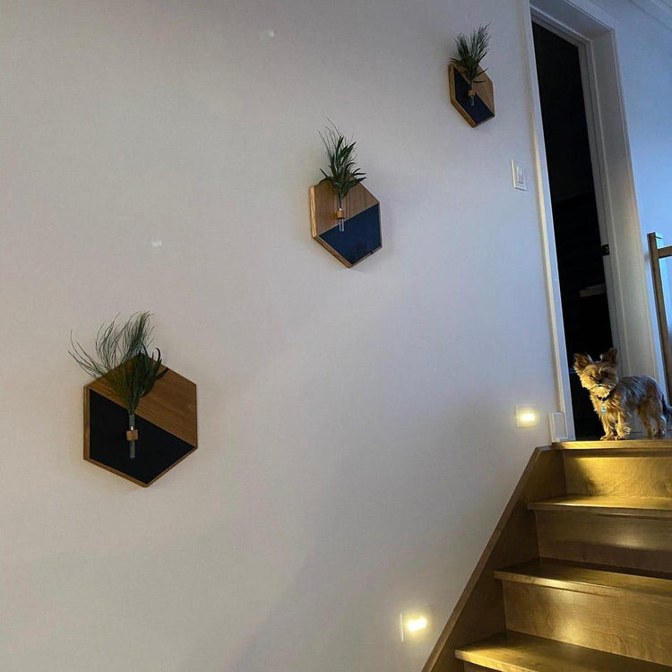 Modern Black & Brown MDF Wood Wall Planters Home Decor