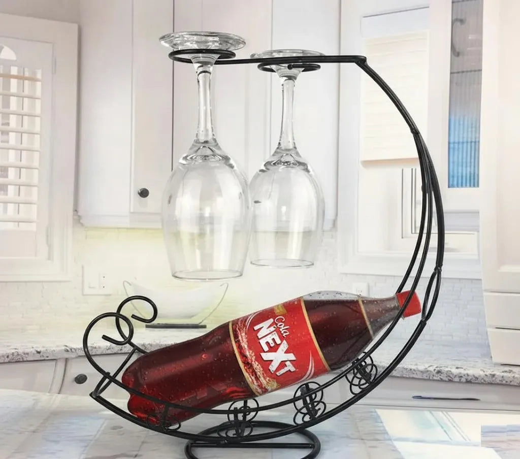 Decorative Metal Drink Holder & Glass Storage Rack for Dining & Countertops  Great for focusing on decor and home organization.