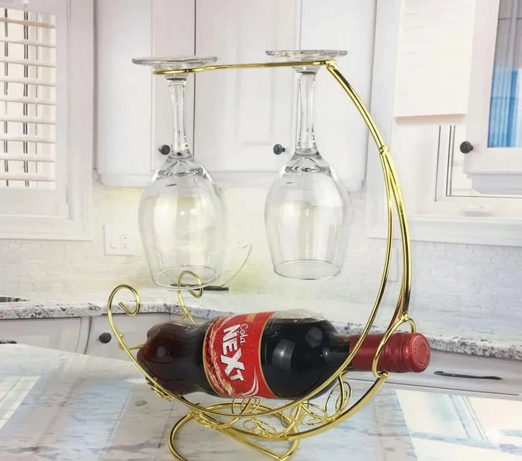 Decorative Metal Drink Holder & Glass Storage Rack for Dining & Countertops  Great for focusing on decor and home organization.