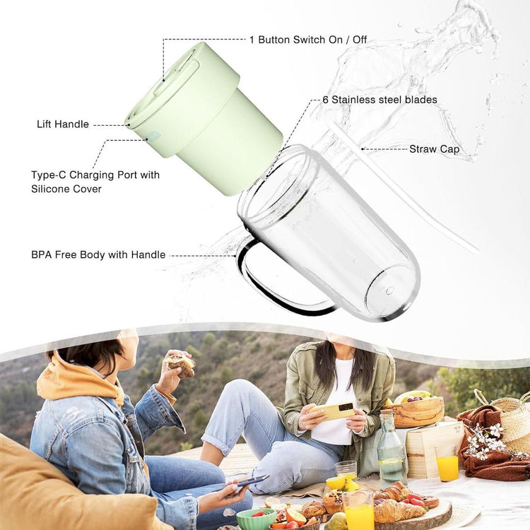 Smart Mint Green Electric Blender Cup for Fresh Juices