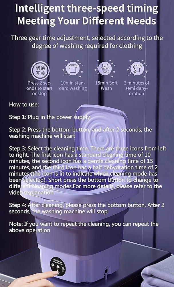 Compact Portable Washing Machine | Mini Laundry Machine for Home & Travel