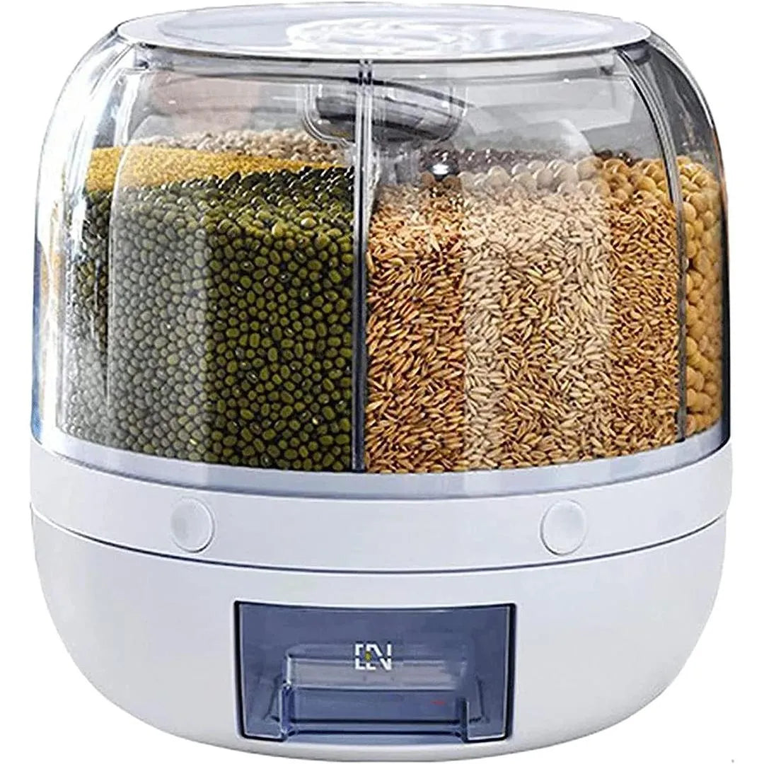 360° Rotating Rice Dispenser & Dry Food Storage Organizer