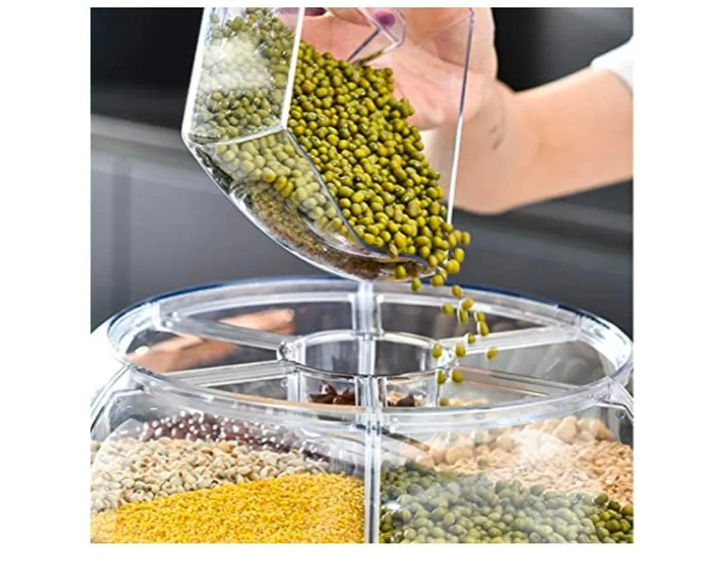 360° Rotating Rice Dispenser & Dry Food Storage Organizer