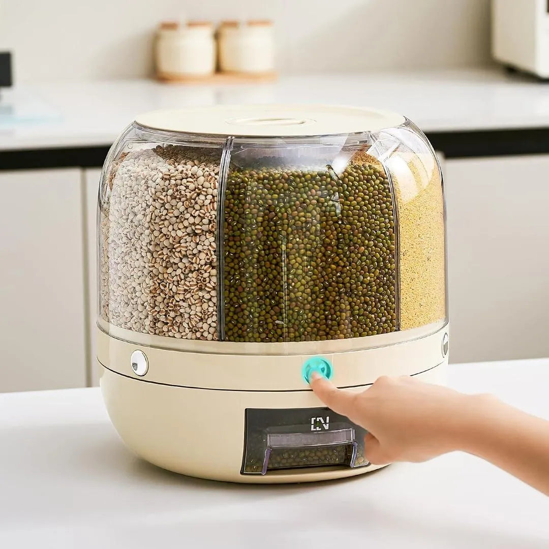 360° Rotating Rice Dispenser & Dry Food Storage Organizer