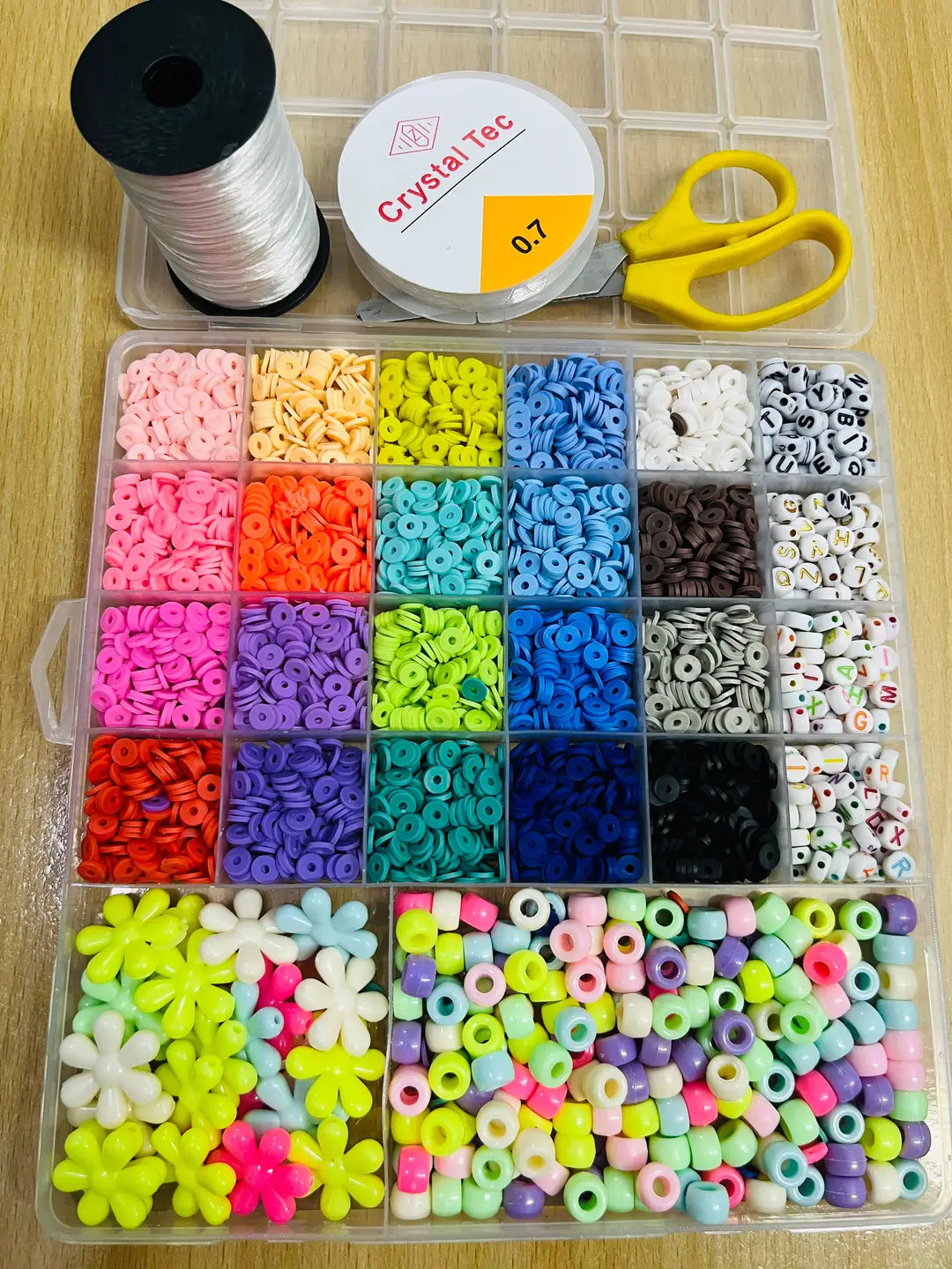 DIY Jewellery Beads Clay Beads With Scissor Elastic & Crystal Tag