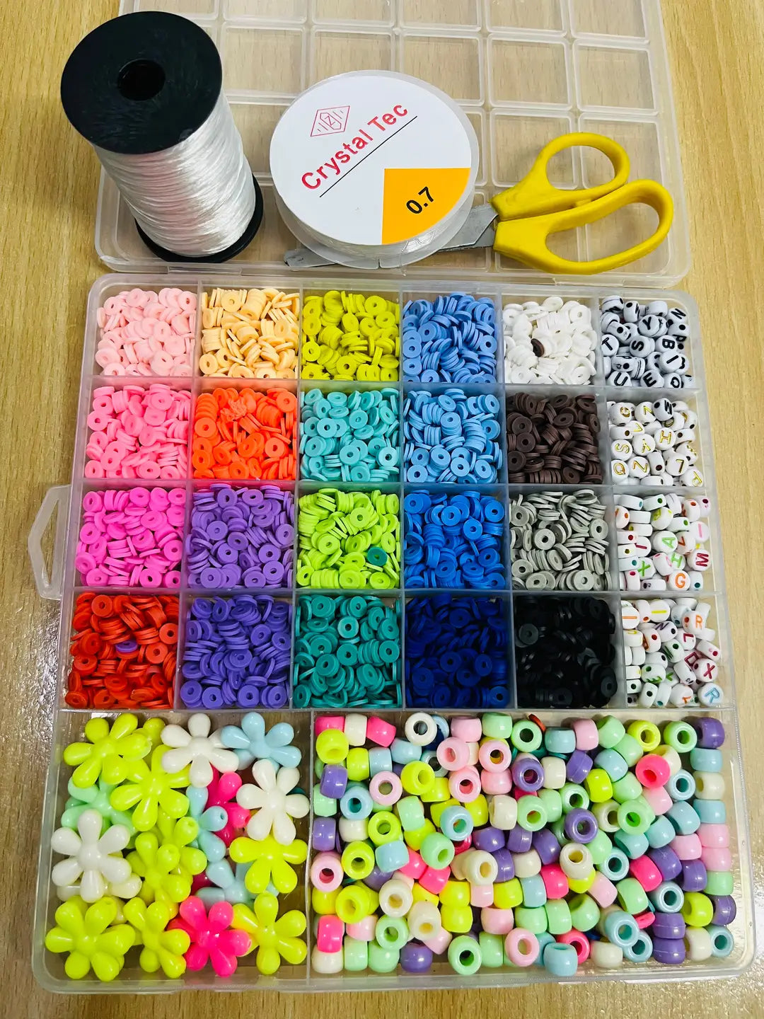DIY Jewellery Beads Clay Beads With Scissor Elastic & Crystal Tag