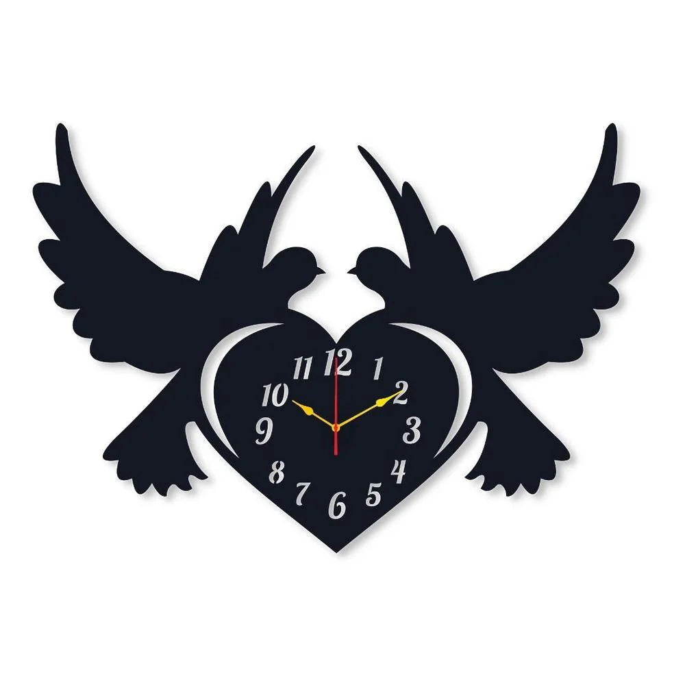 Black Pigeon Heart Wall Clock for Home Office