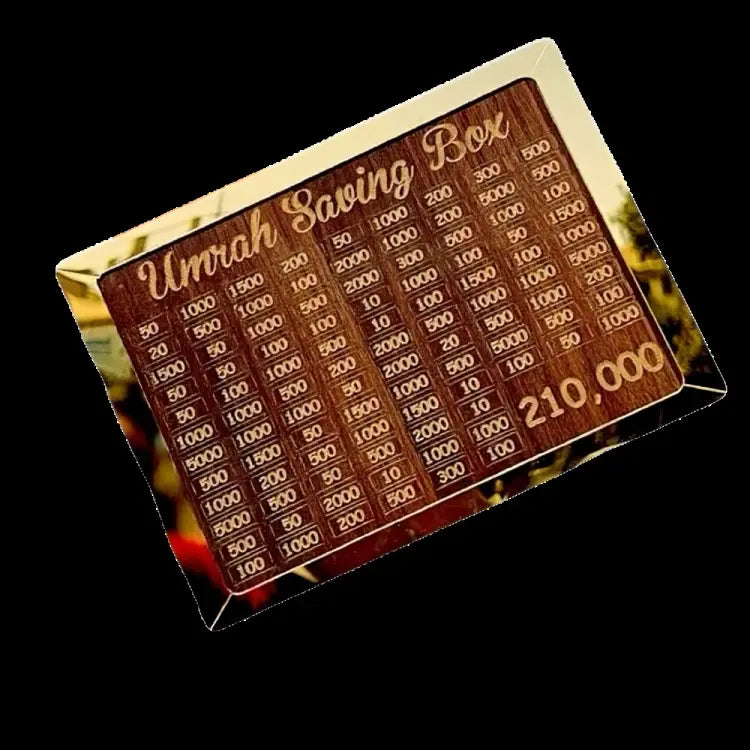 **Wooden Umrah Saving Box with 280 Days Tracker**