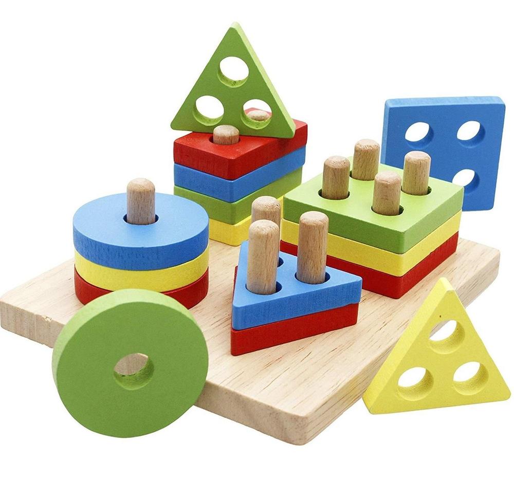 Kids Educational Wooden Shape Sorting & Stacking Toy