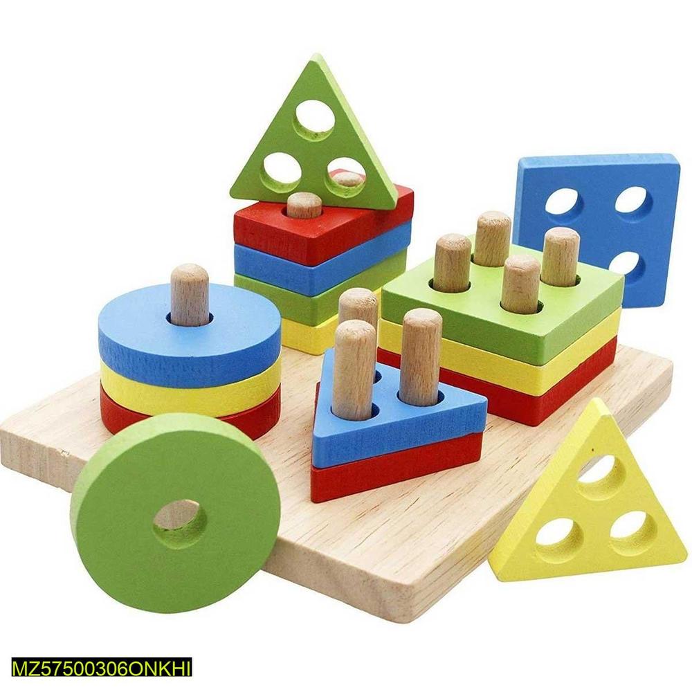 Kids Educational Wooden Shape Sorting & Stacking Toy