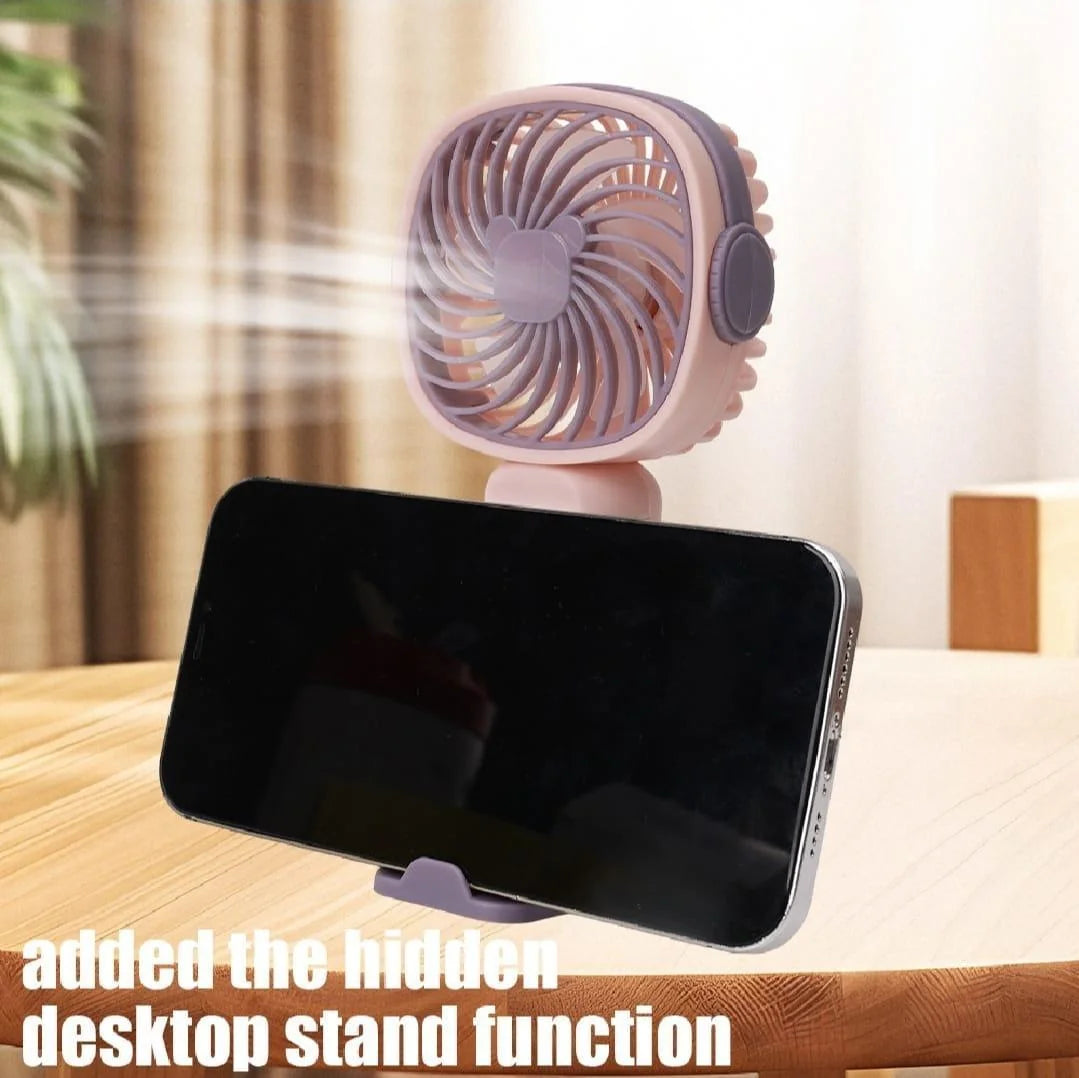 2-in-1 Hands-Free Portable Mini Cooling Fan with Mobile Stand