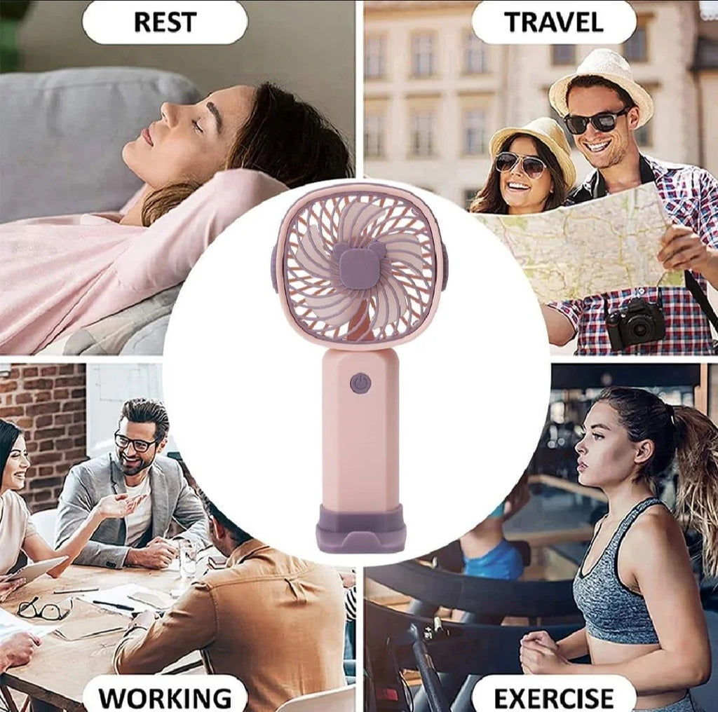 2-in-1 Hands-Free Portable Mini Cooling Fan with Mobile Stand