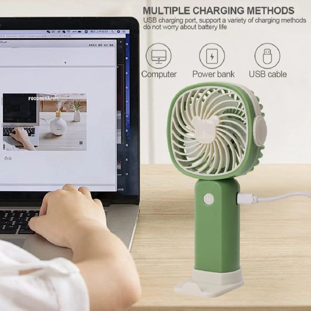 2-in-1 Hands-Free Portable Mini Cooling Fan with Mobile Stand
