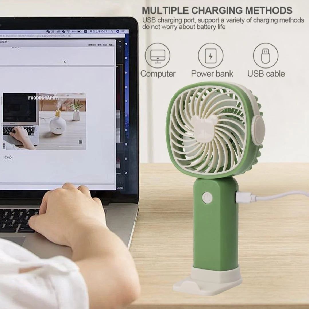 2-in-1 Hands-Free Portable Mini Cooling Fan with Mobile Stand