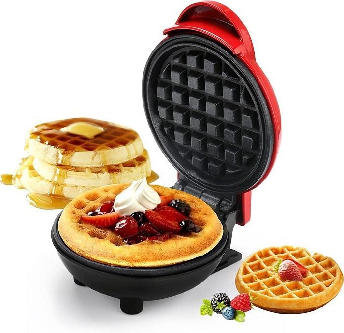 350W Compact Electric Waffle Maker Quick Non-Stick Breakfast Machine Great for highlighting fast cooking.