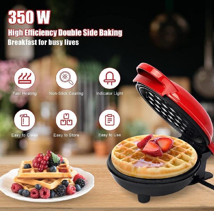 350W Compact Electric Waffle Maker Quick Non-Stick Breakfast Machine Great for highlighting fast cooking.
