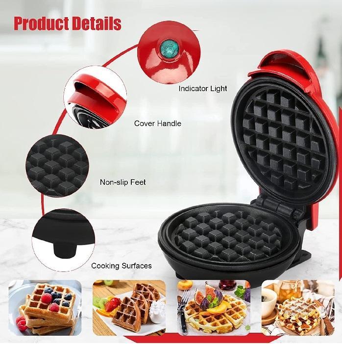 350W Compact Electric Waffle Maker Quick Non-Stick Breakfast Machine Great for highlighting fast cooking.