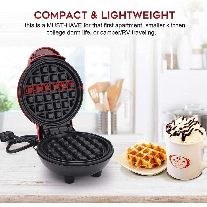 350W Compact Electric Waffle Maker Quick Non-Stick Breakfast Machine Great for highlighting fast cooking.