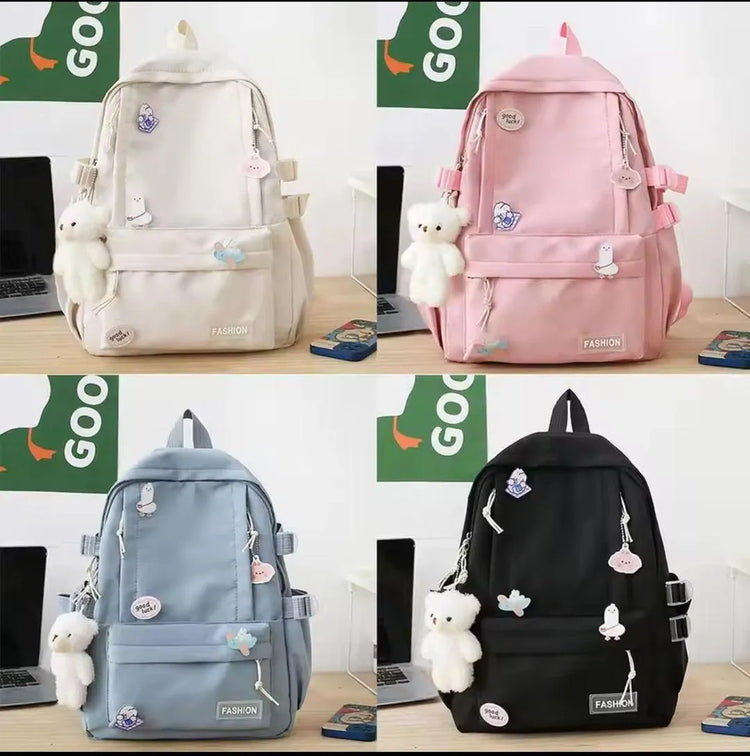 Cute Girls Backpack 17" | Pink, White & Multicolor